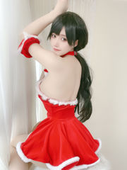 [Internet celebrity COSER photo] Anime blogger Ogura Chiyo w - Red Christmas gift dress