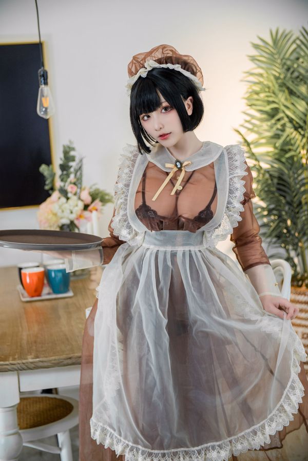 Blok sera Coser wii „Brown Transparent Dress Maid”