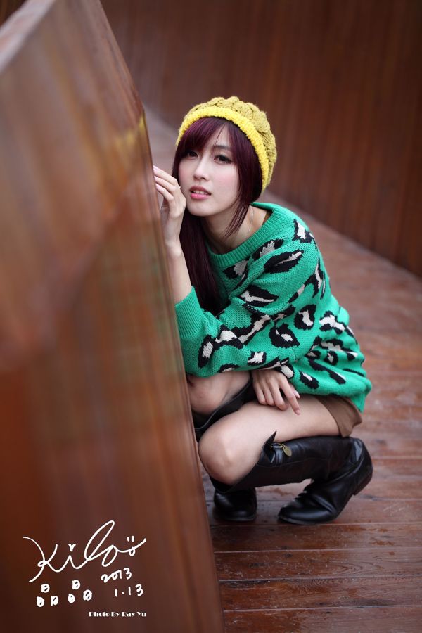 Người mẫu Đài Loan Liao Tingling / Kila Jingjing "Green Long Dress + Boots" Street Shoot